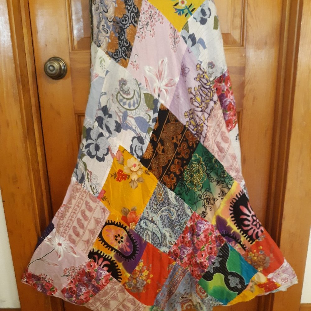 Women's Vintage  Patchwork Wrap Skirt Free Size